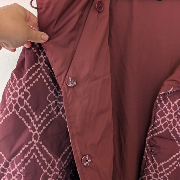 Dennis Basso Reversible Maroon Puffer Jacket Patterned Water Resistant Women 2X - Picture 8 of 12